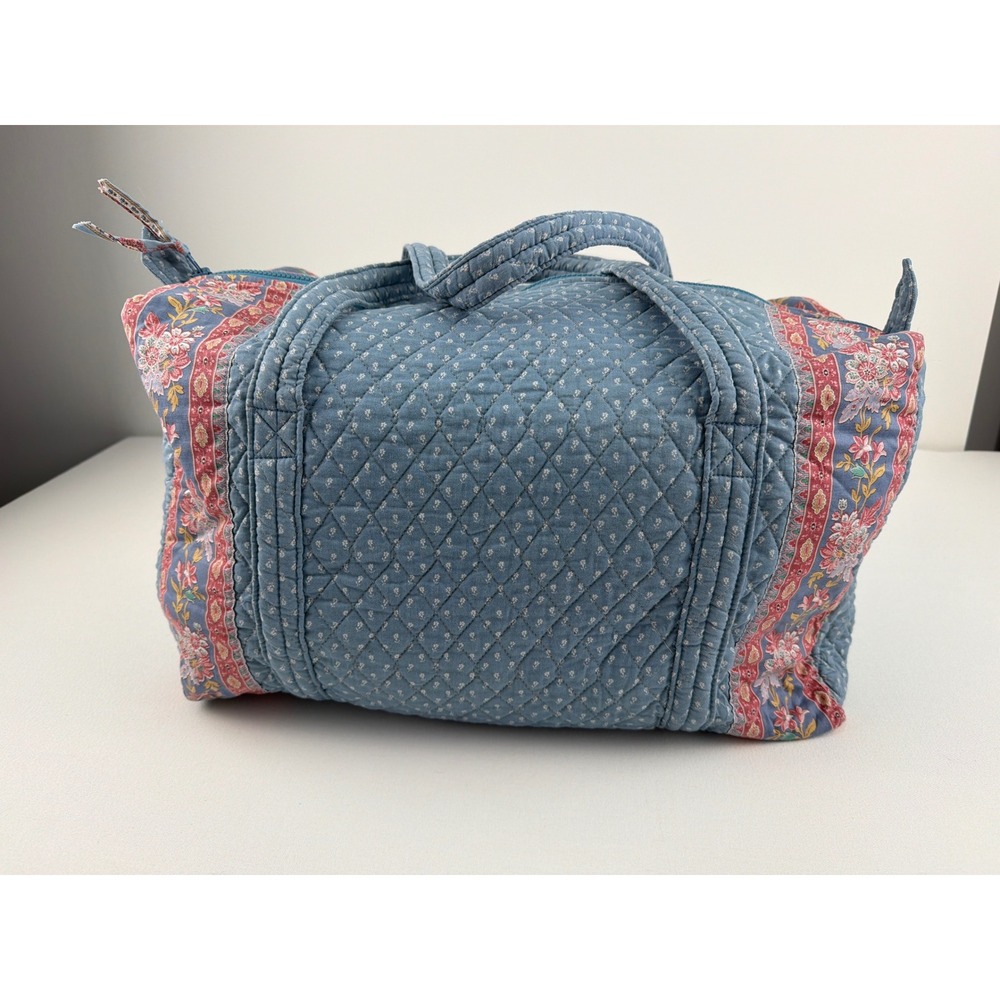 Vera Bradley Duffle Bag Women Large Blue Wedgewood Floral Quilted Travel Rare